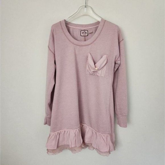 JUICY COUTURE | Sweatshirt dress ruffles blush pink sz S - Picture 1 of 6